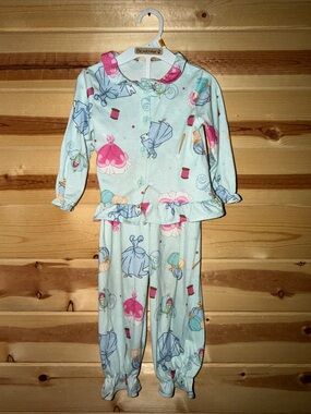 BearPaw Light Blue Princess Print Pajama Set with Pink Trim